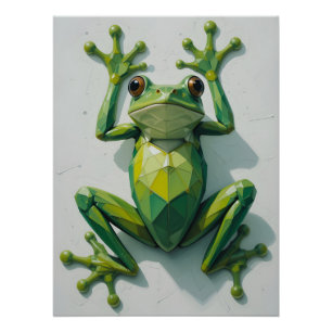 Poster Grenouille polygonale vers le haut