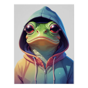 Poster Grenouille portant Sweat - shirt à capuche drôle C