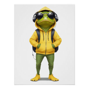 Poster Grenouille portant Sweat - shirt à capuche drôle C
