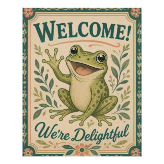 Poster Grenouille Rétro Bienvenue Nous sommes Ravissants