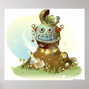 Poster Grenouille sortant d'un OVNI