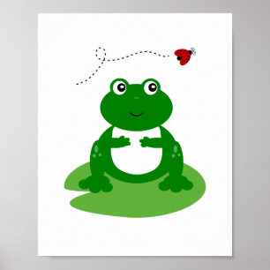 Poster Grenouille sur Lily Pad avec Ladybug Nursery Wall 