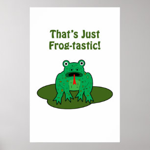 Poster Grenouille verte caricature qui est juste grenouil