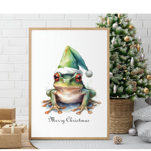Poster Grenouille verte de Noël, personnalisable
