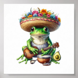 Poster Grenouille verte musicale
