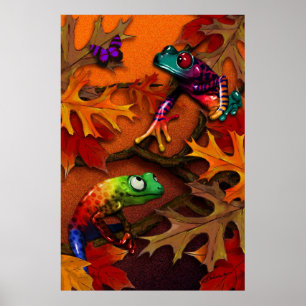 Poster Grenouilles automnales