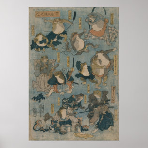Poster Grenouilles d'Ukiyo-e