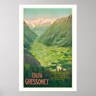 Poster Gressoney Italie Chemin de Fer de l'État Italien V
