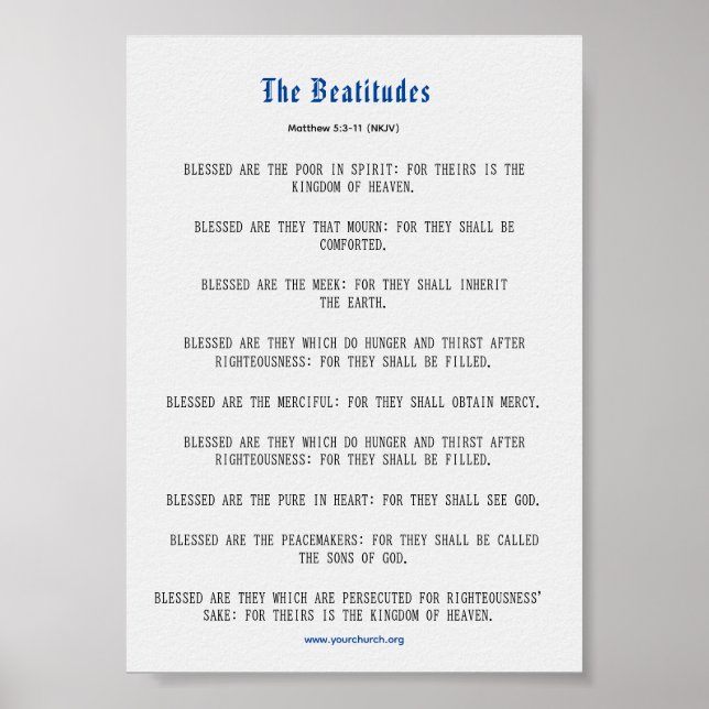 Poster Grey and Blue Beatitudes Inspiration (Devant)