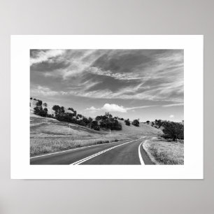 Poster Grey Road California Photographie noir et blanc