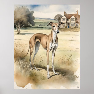 Poster Greyhound - Art Chien Imprimer