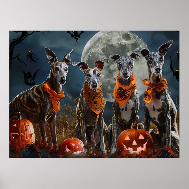 Poster Greyhound Halloween Éffrayant (Devant)
