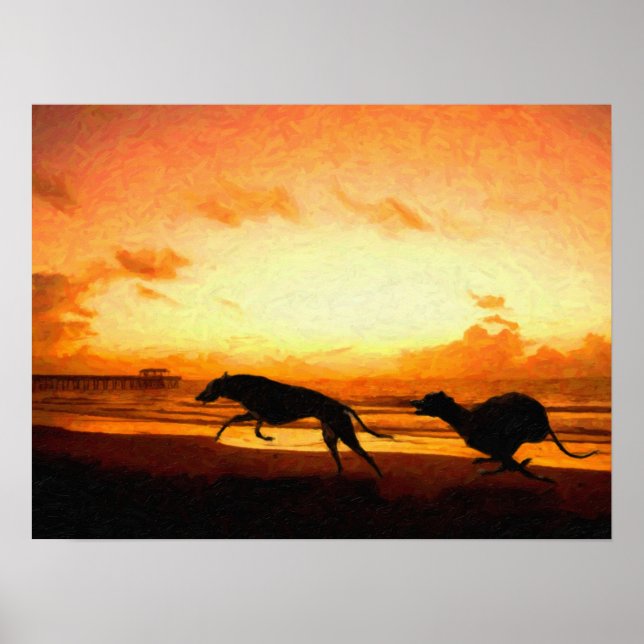 Poster Greyhounds sur la plage (Devant)