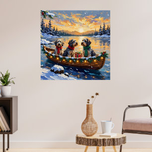 Poster Griffon à poil dur de Noël Bateau Fêtes