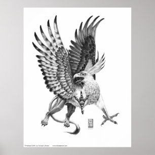 Poster Griffon de bouton blanc