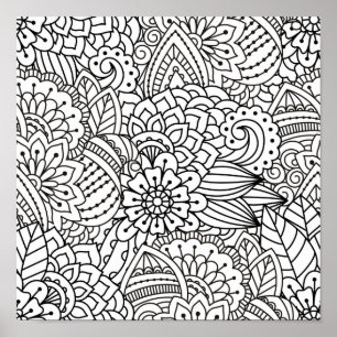 Poster Griffonnage 2 de conception de fleur