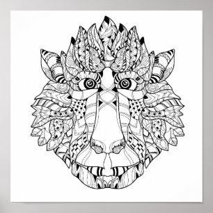 Poster Griffonnage 2 de tête de singe