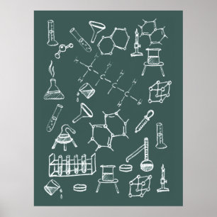Poster Griffonnages chimiques d'équipement de laboratoire