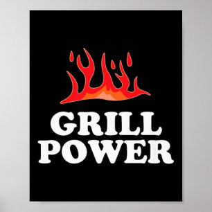 Poster Grill Power - Drôle Barbeque Bbq Slogan Dire Avant