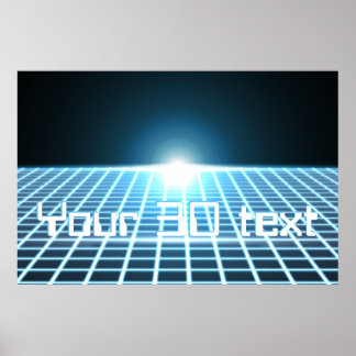 Poster Grille 3D brillante avec texte personnalisable