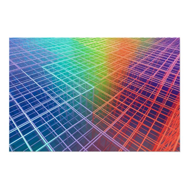 Poster Grille 3D multicolore (Devant)