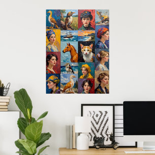 Poster Grille d'art à panneaux multiples