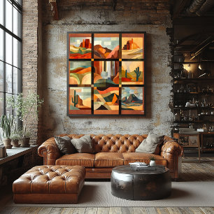 Poster Grille d'art du désert à cadre Brown - Paysage géo