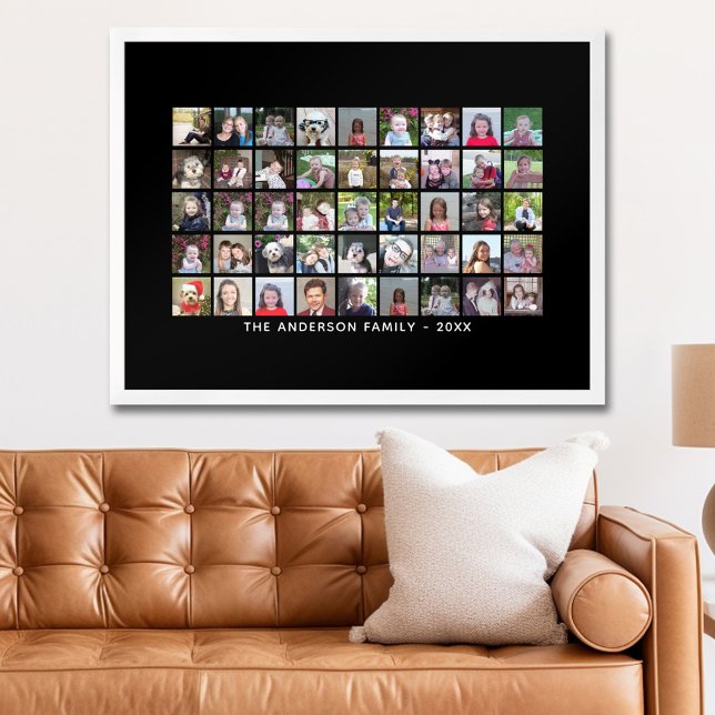 Poster Grille de collage photo de 45 Carrés avec texte -  (Personalized Photo Poster)