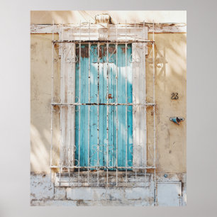 Poster Grille de fenêtre en acier blanc