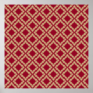 Poster Grille dorée géométrique sans couture motif à l'or