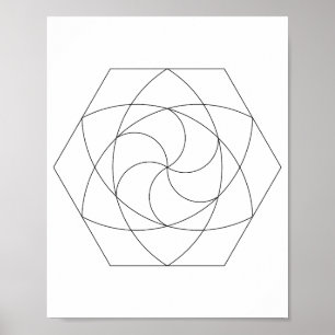 Poster Grille hexagonale en art linéaire