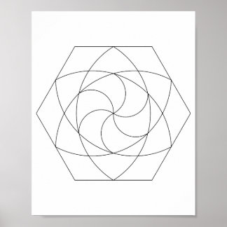 Poster Grille hexagonale en art linéaire