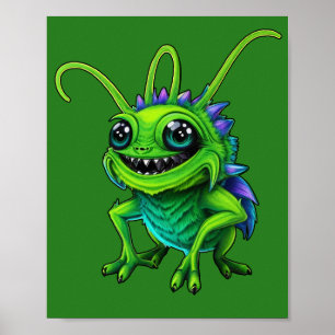 Poster Grille monstre verte -