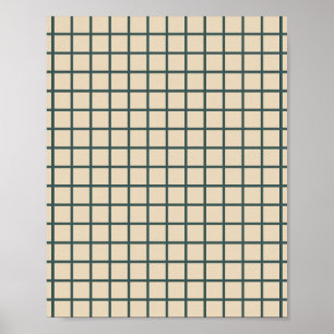 Poster Grille verte sur crème