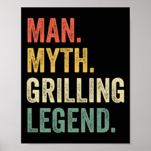 Poster Griller le barbecue homme drôle mythe gril légende