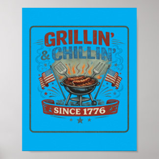 Poster Grillin Chillin Depuis 1776 Barbecue