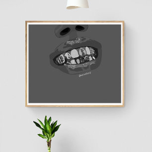 Poster Grillz esthétique, Grilles d'or (Grillz) dents art