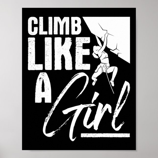 Poster Grimpe Comme Une Fille - Sportive Bloc Escaladeuse (Devant)