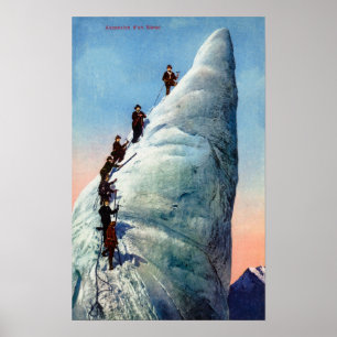 Poster Grimpeurs de montagne essayant de monter un sérac