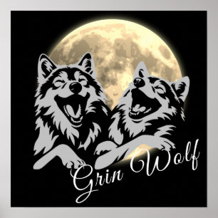 Poster "Grin Wolf" von Grauwölfen