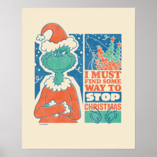 Poster Grinch   Arrêtez Noël Graphique Vintage