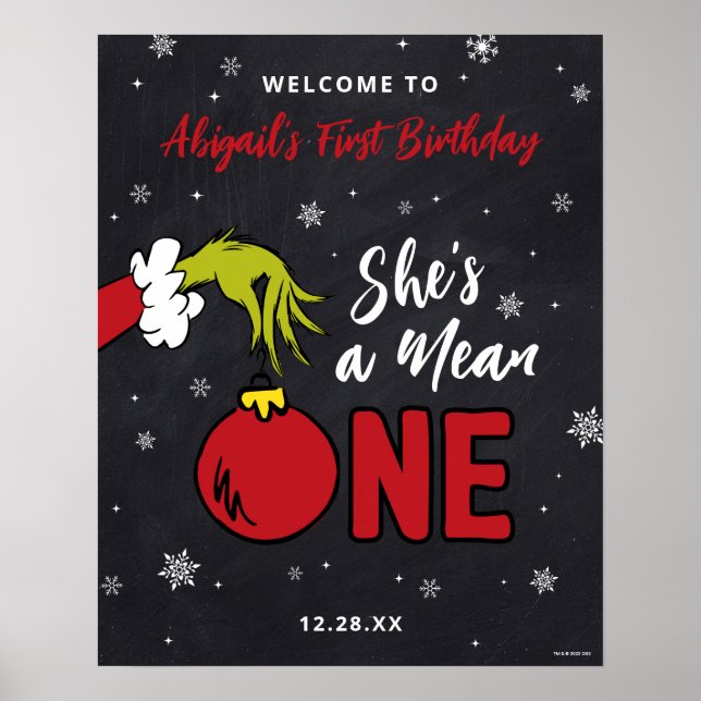 Poster Grinch She's a Mean One 1st Birthday (Devant)