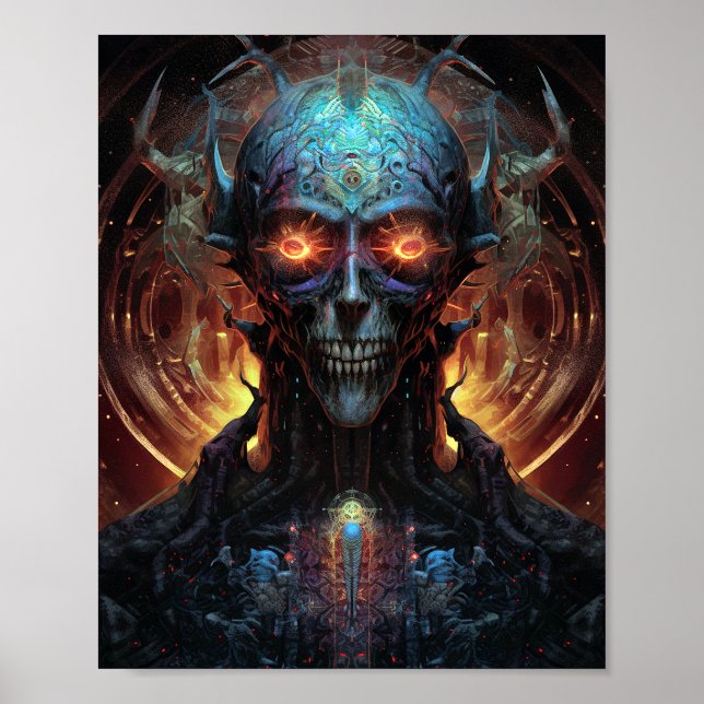 Poster Grinning Evil Alien Homme Sci-Fi Art (Devant)