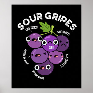 Poster Gripes aigre amusant Graphe Fruit Pun Dark BG