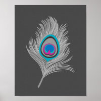 Gris argenté / Gris Peacock plumes sur Graphite