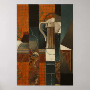 Poster Gris - Cartes à jouer et verre de bière