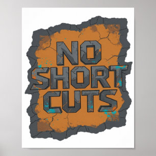 Poster Gris Cool NO SHORT CUTS Texte en 3D Art