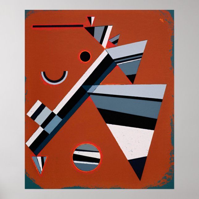 Poster Gris de Kandinsky Peinture Abstraite Art moderne (Devant)
