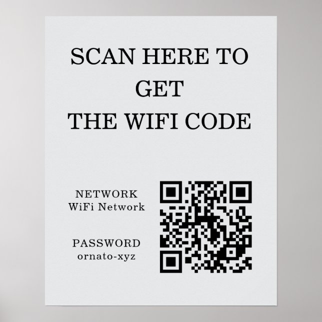 Poster Gris de l'affiche de code QR WiFi - Recherche d'ac (Devant)