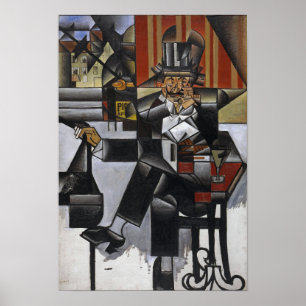 Poster Gris - Homme dans un café